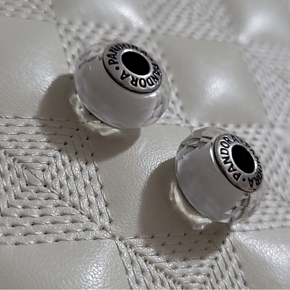 Pandora TWO BEADS White Faceted Muranos - Picture 2 of 3